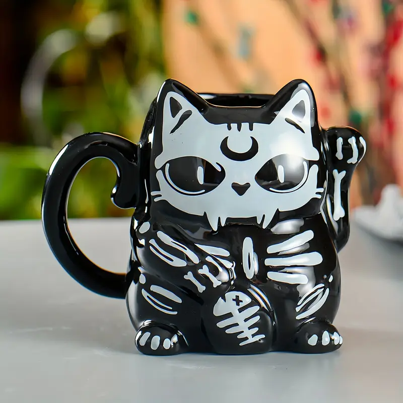 1pc Tazza Caffè In Ceramica 3d Nera Carina Halloween Gatto - Temu Italy