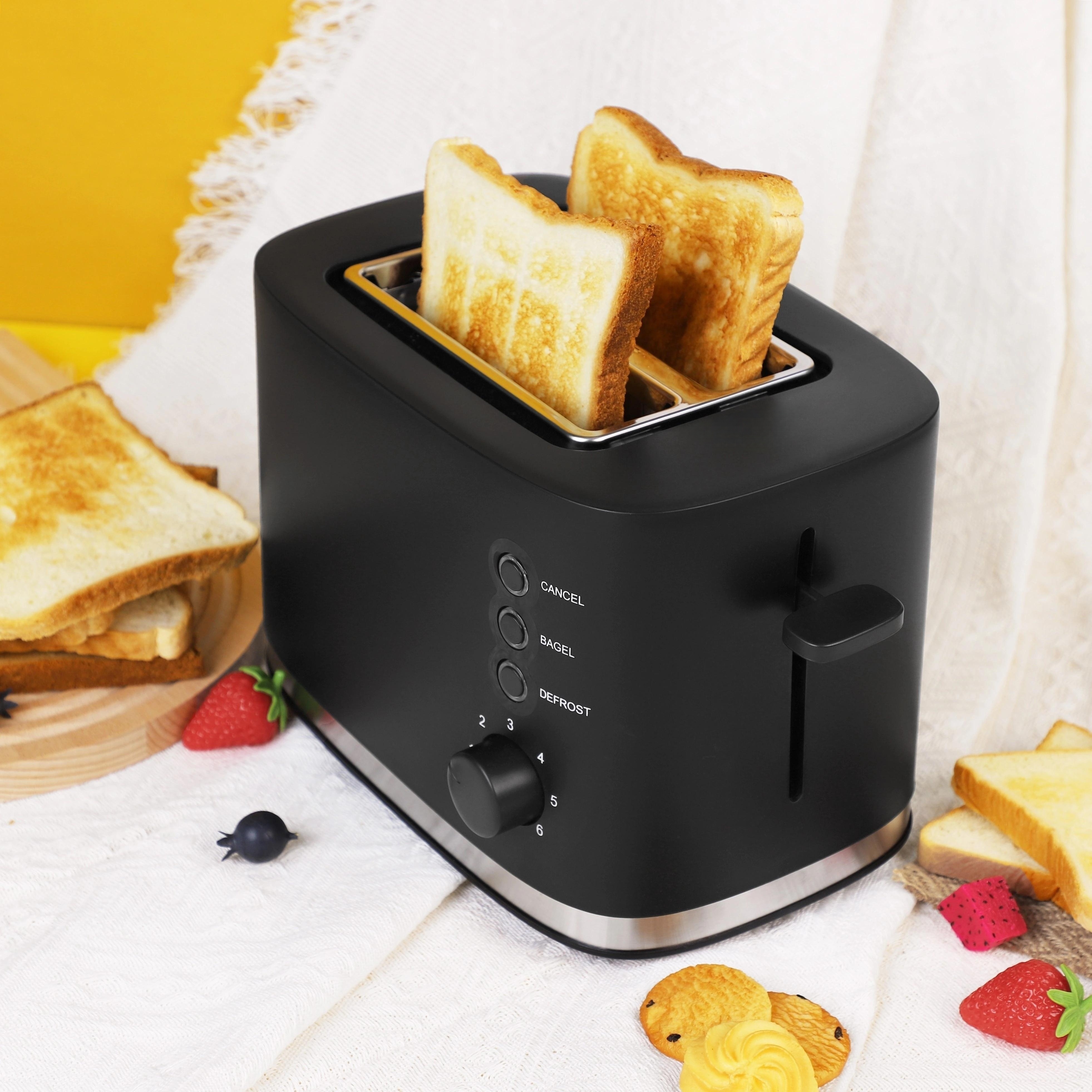 WHALL 4 Slice Toaster Stainless Steel,Toaster-6 Bread Shade