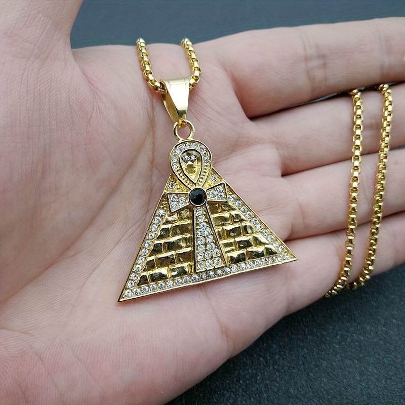 Hip Hop Ancient Egyptian Moissanite Pendant Necklace Chain Punk