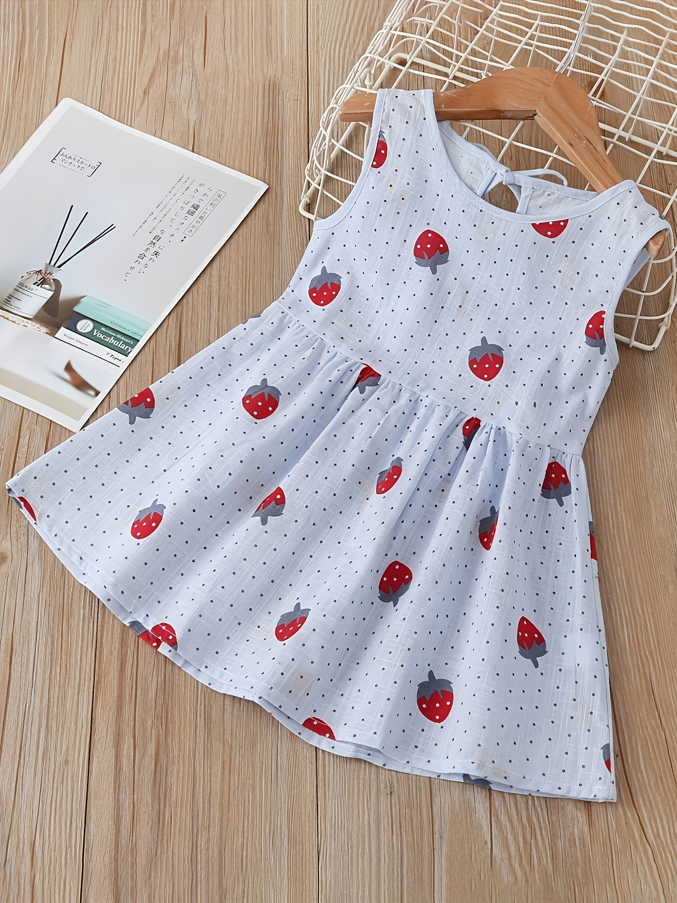 3T 8T Baby Girls Dresses 100% Cotton Fruit Strawberry Printed Korea Cute  Style 2022 Summer Short Sleeve Kids Clothes 100cm 150cm
