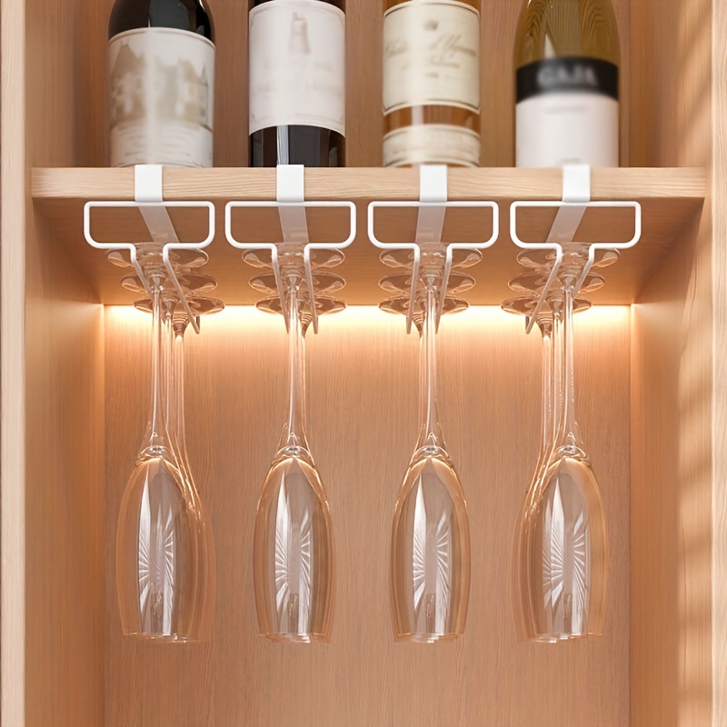 Casier à verre à vin sous l'armoire, porte-verres à pied en métal, porte- verre à vin Organisateur de cintre de rangement de verres pour un  porte-serviettes de salle de bain de cuisine de