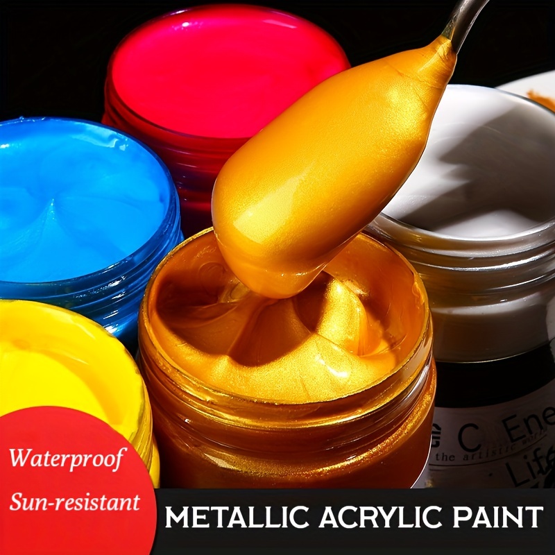 Acrylic Paint Metallic Gold, Non Toxic, Non Fading, 100ml Gold Leaf Paint  for Art, Painting, Handcrafts, Ideal for Canvas Wood Clay Fabric Ceramic