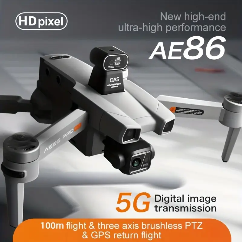 ae86 digital image transmission drone with hd dual camera fpv 3 axis anti shake gimbal obstacle avoidance brushless motor helicopter foldable rc quadcopter details 1