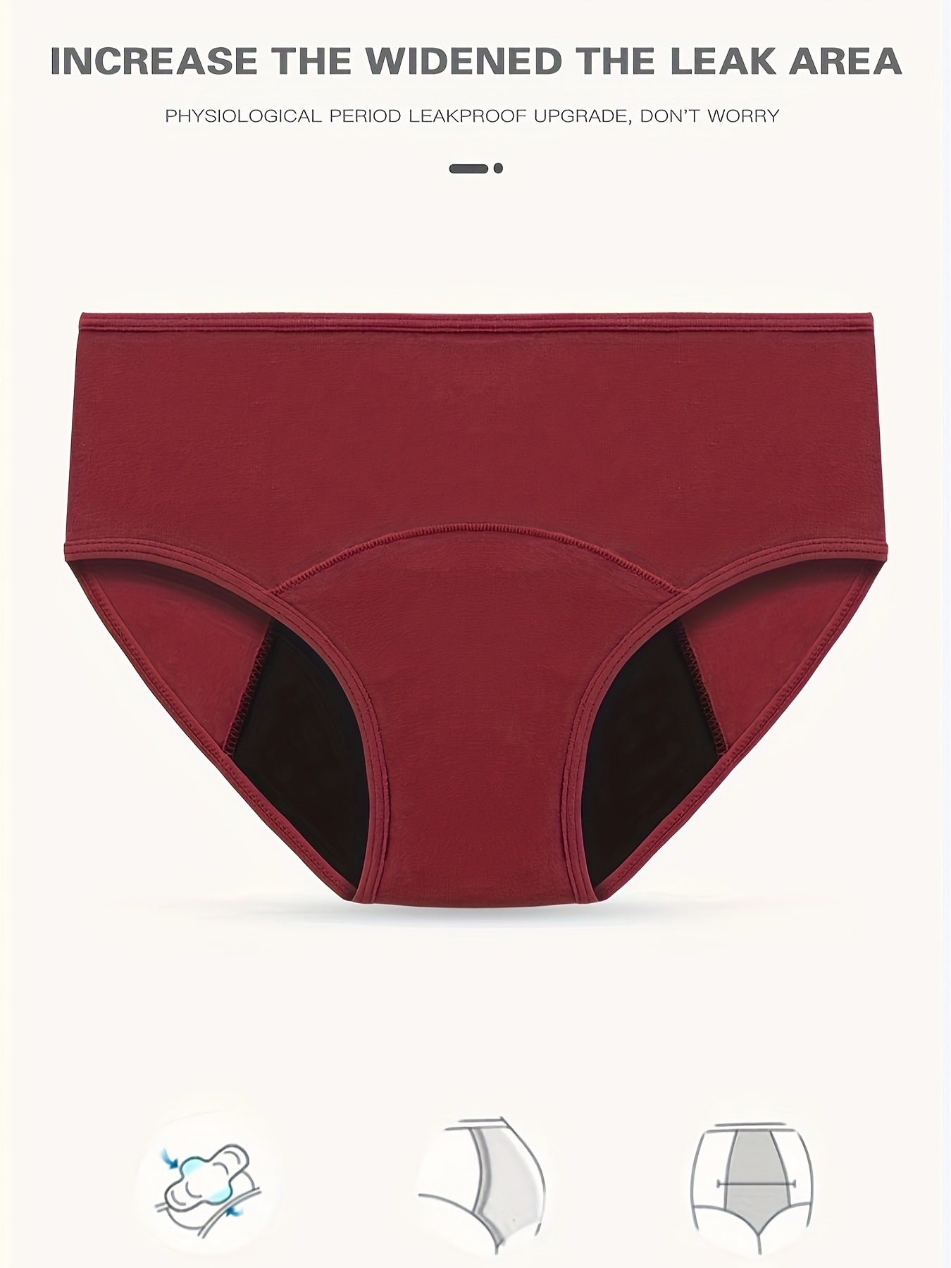 Elegant Period Panties Plain Red 3 layers Leak proof - Temu