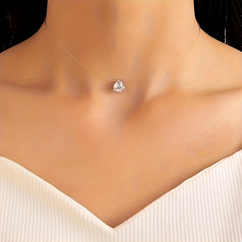 Minimalist Rhinestone Pendant Necklace Elegant Transparent - Temu United  Arab Emirates