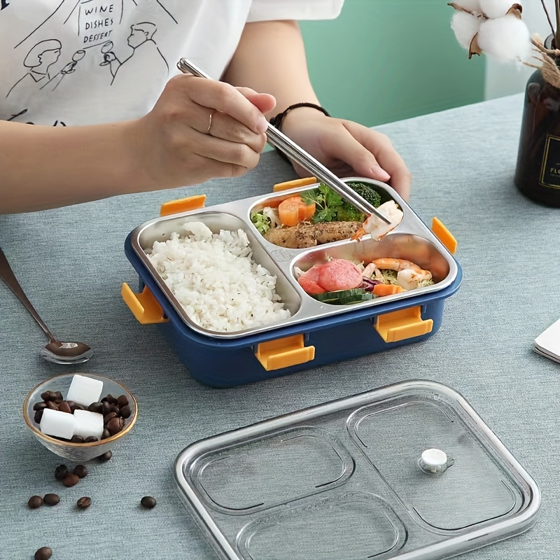 Lunch Box, 304 Stainless Steel Bento Box, 3 / 4 Compartments Food  Container, For School Students And Office Workers, Kitchen Gadgets, Kitchen  Accessories, Travel Accessories - Temu