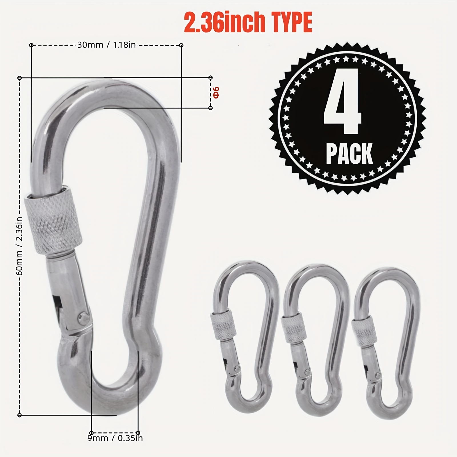 4pcs 6pcs Alloy Spring Snap Hook Carabiner For Outdoor Hiking