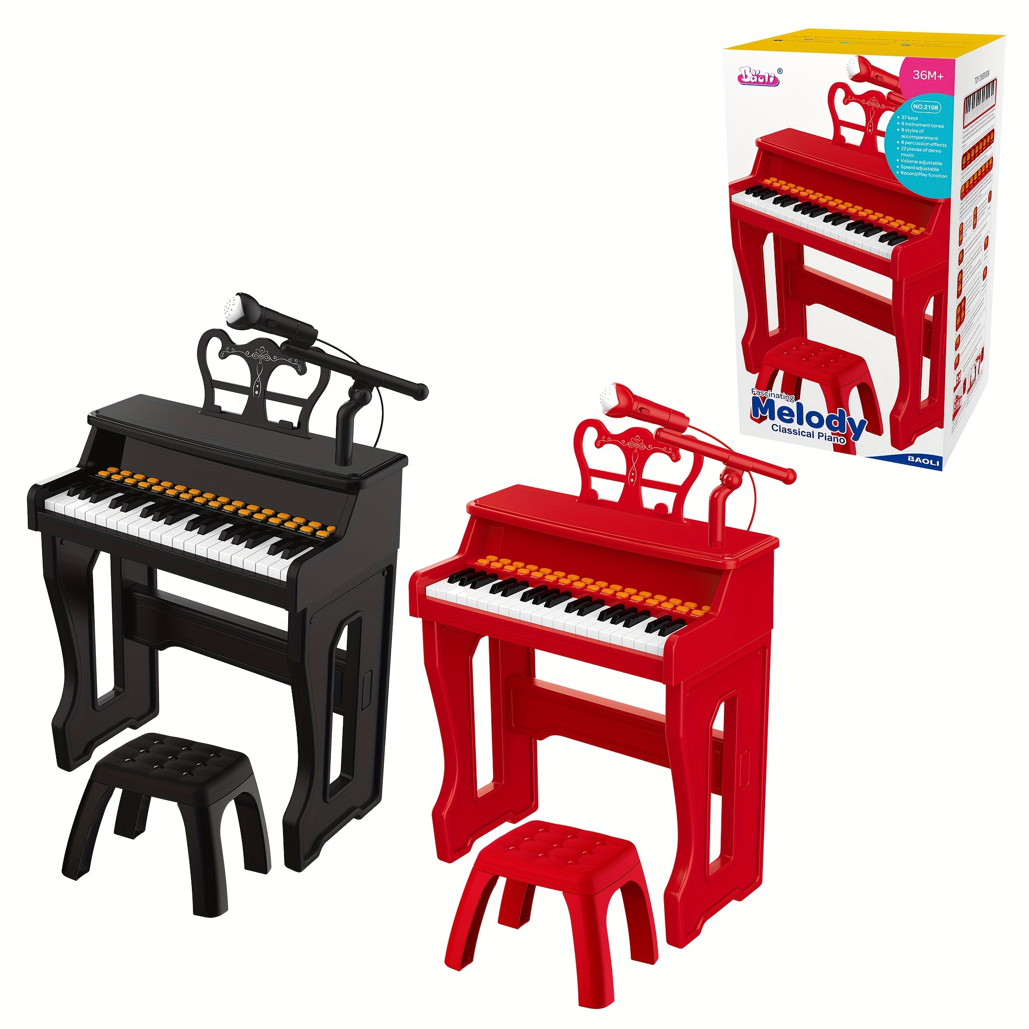 Piano jouet avec tabouret et microphone pour enfants 53 cm en plastique  bleu VidaXL - Habitium®