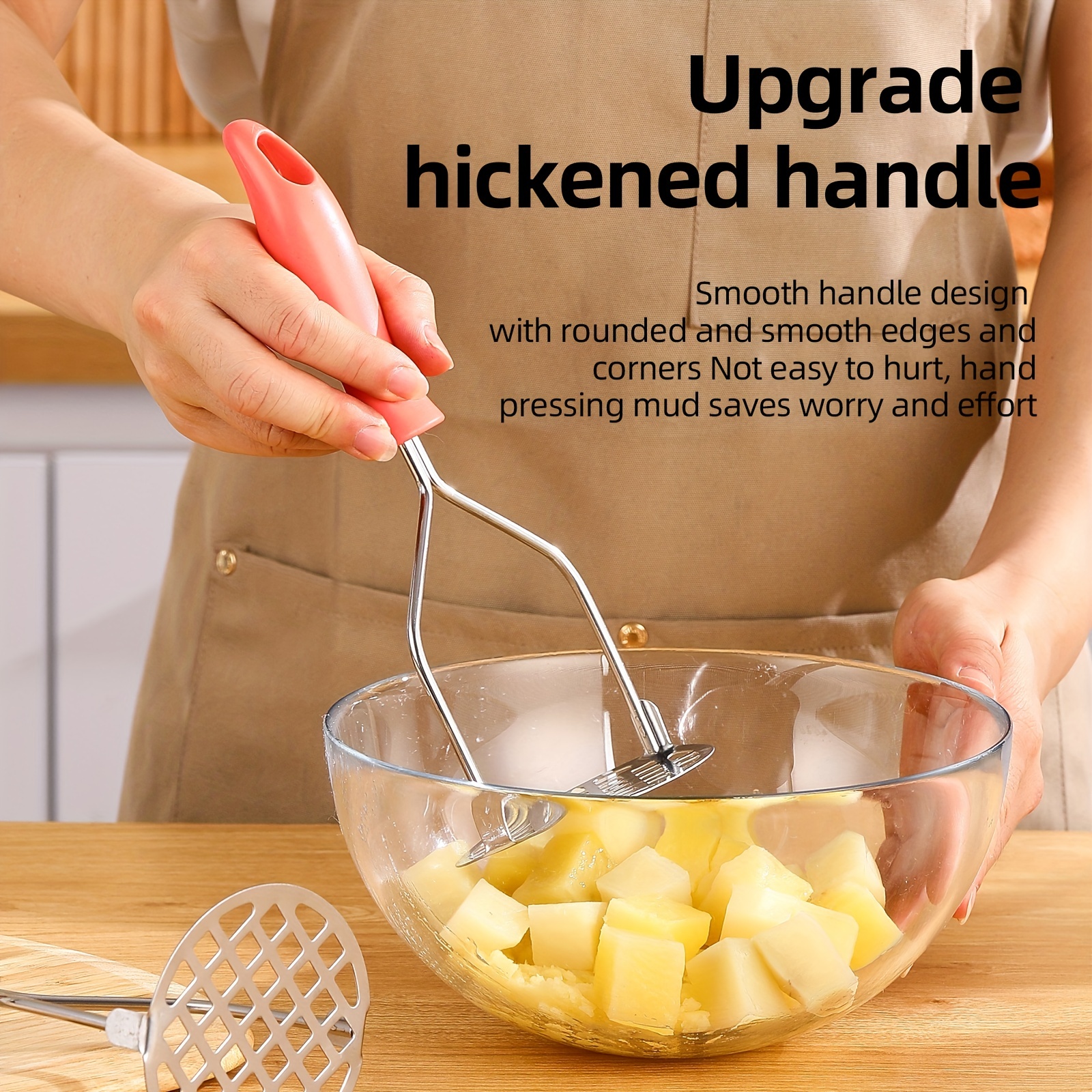 Potato Masher Ricer Stainless Steel Metal Kitchen Hand Smasher Vegetable  Manual Round Tools 