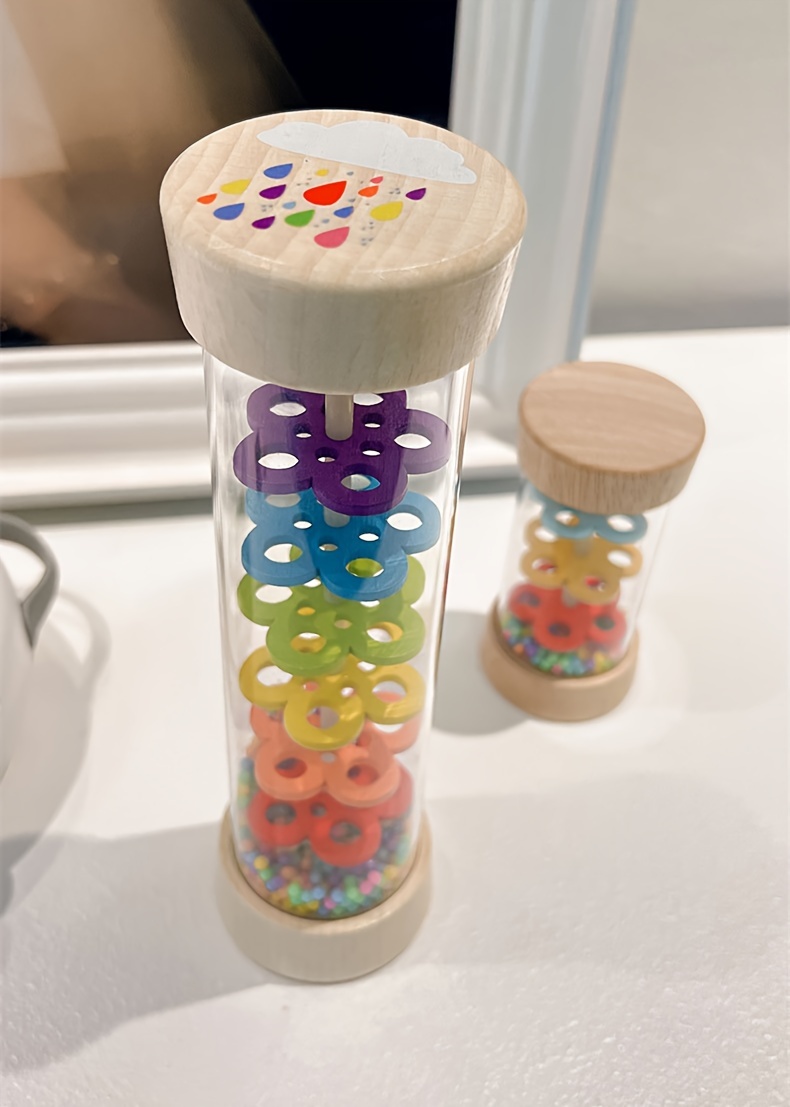 Wooden Rainstick Musical Instrument - Colorful Rain Sound Tube with Mallets for Hearing Enlightenment, Durable Plastic Rainstick for Outdoor Play, Festive Rainfall Sound Maker|Playful Rainstick Design|Multicolored Rainstick