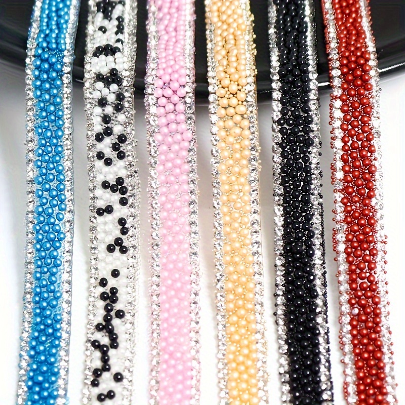 Self Adhesive Pearl Beaded Sticker Faux Pearl Beads Ribbon - Temu