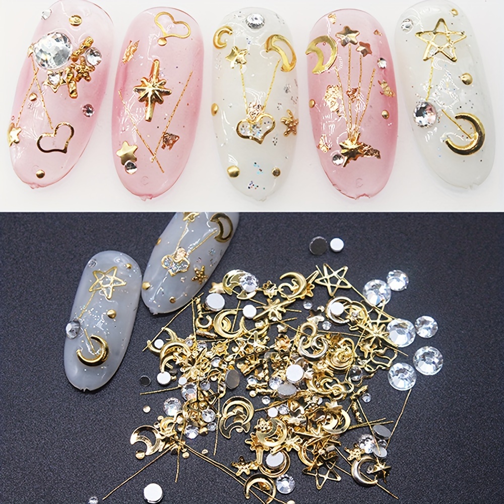 4 Boxs Nail Art Rhinestones Flatback Rhinestones Pearls Nail - Temu Mexico,  Gold Gems For Nails 