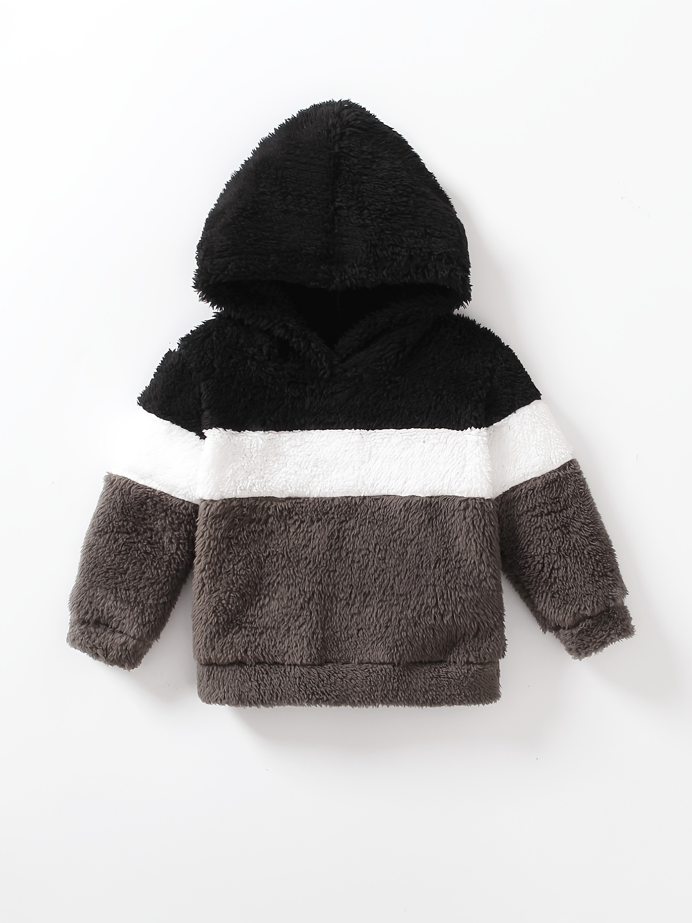 Kids Trendy Color Block Hoodie, Baby Boy's Casual Sport Double-sided Polar  Fleece Hooded Long-sleeved Sweatshirt Autumn And Winter Clothes