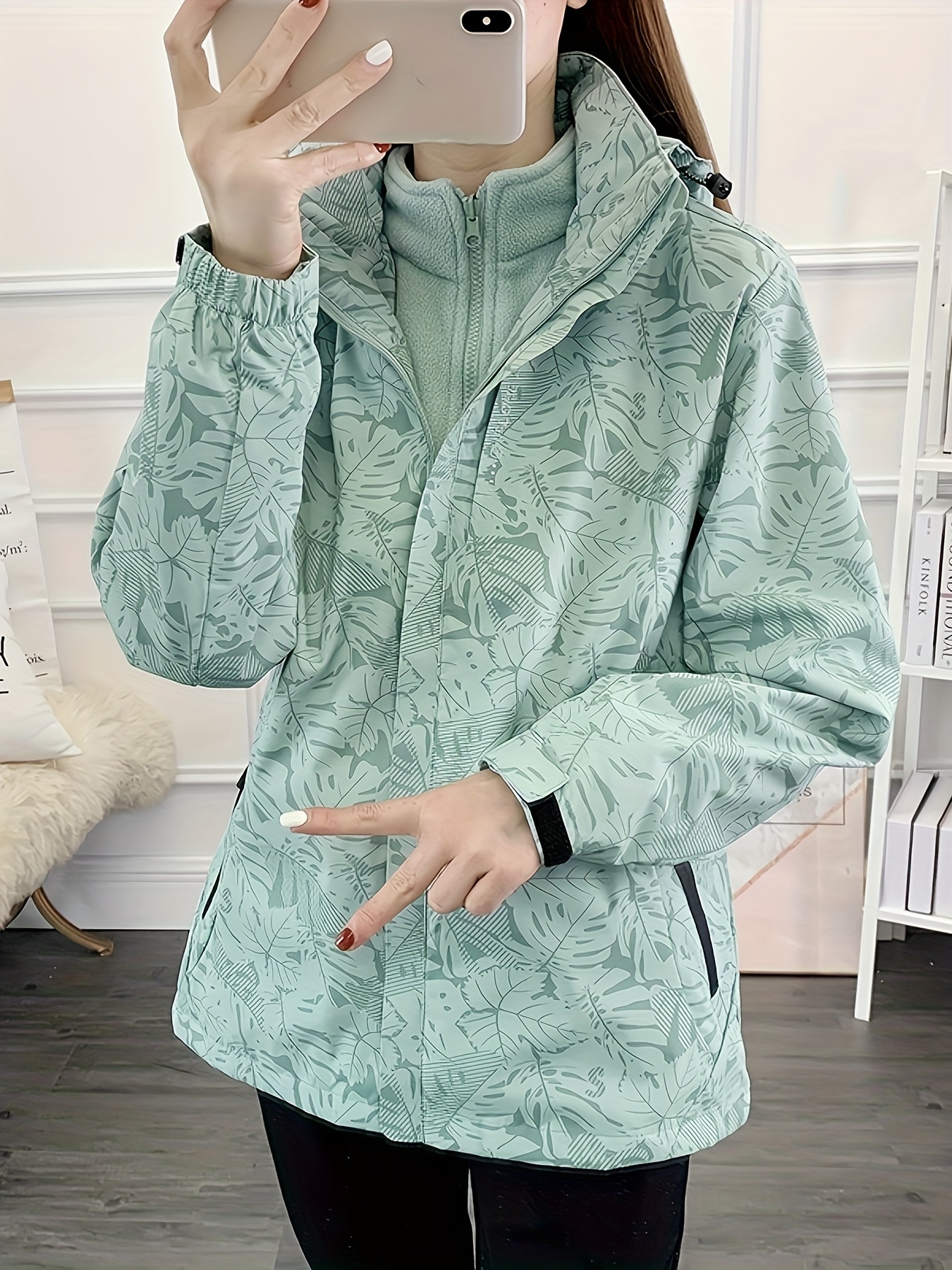 Women's waterproof jacket cheap with removable fleece lining