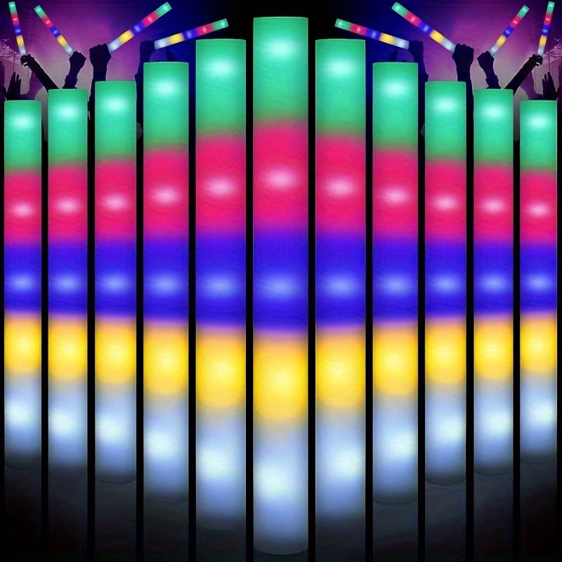 Colorful LED Glow Sticks Bulk Pack Of RGB Foam Cheer Tube Music For Xmas,  Birthday, Wedding Party Supplies From Bai09, $51.53