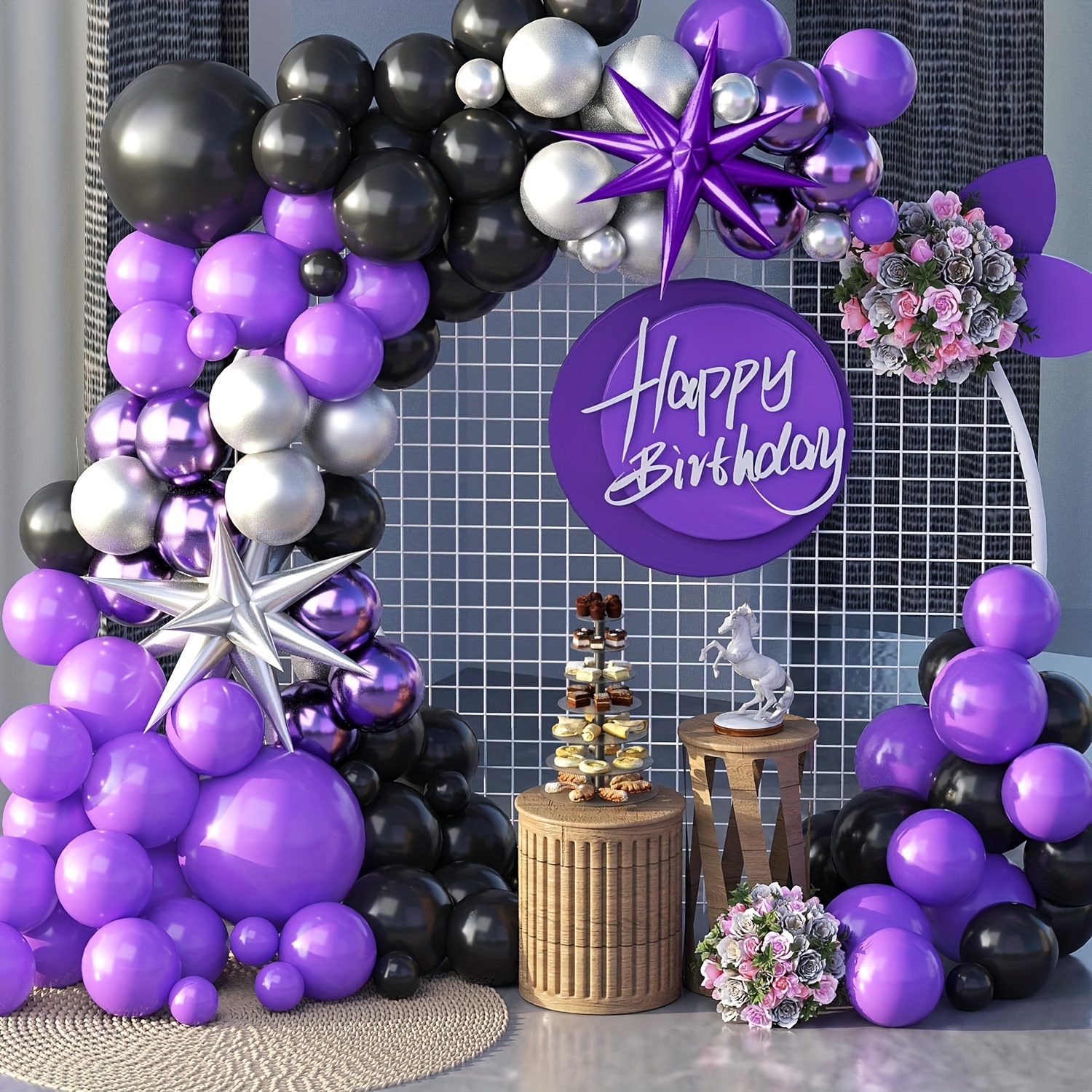 happy birthday purple balloons images