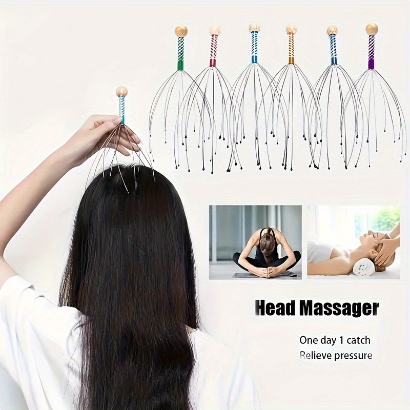 Head Scalp Massagers for Headache Relief,Scalp Stress Relax, 12 Roller Balls Prongs Head Massage Scratcher Deep Relaxation, Hair Stimulation Head