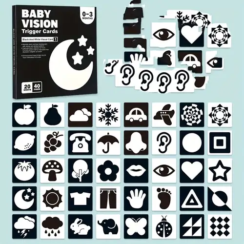 18pcs Baby Black White Flash Cards High Contrast Visual - Temu