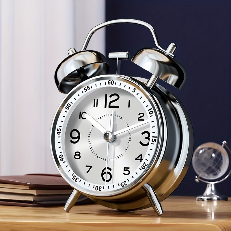 Reloj despertador analógico, retroiluminación retro, bonito diseño simple,  pequeño reloj de escritorio con luz nocturna, silencioso sin tictac