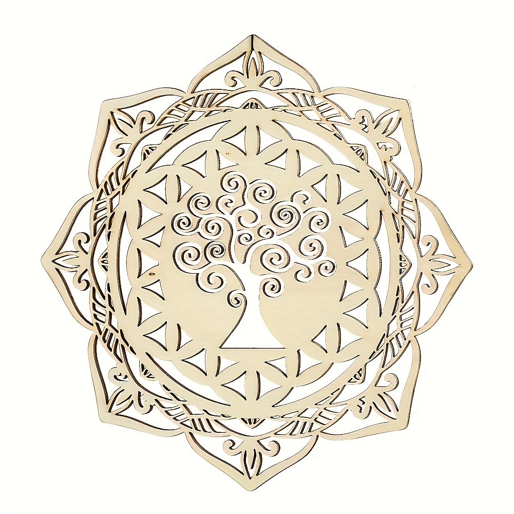 Mandala Fleur de Vie Chakra 23 cm sur Bois, Décoration Murale