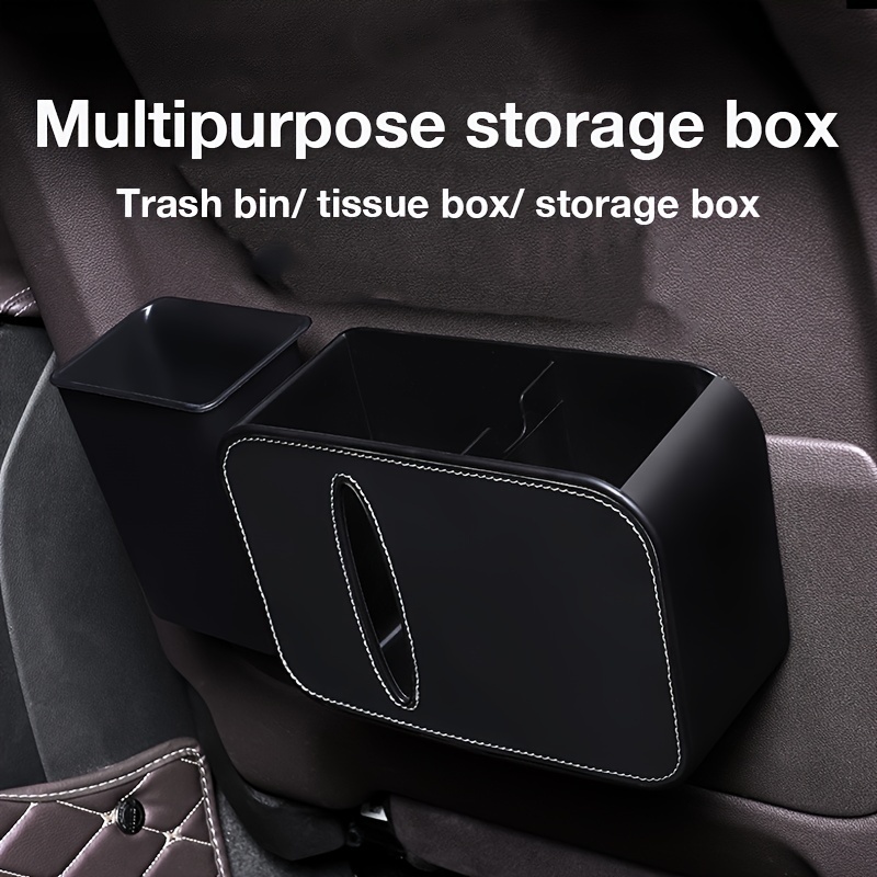 Multifunction Car Seat Back Leather Storage Bag Organizer Rear Seat Hanging  Pouch Tissue Box Trash Dustbin 2024 - $9.99