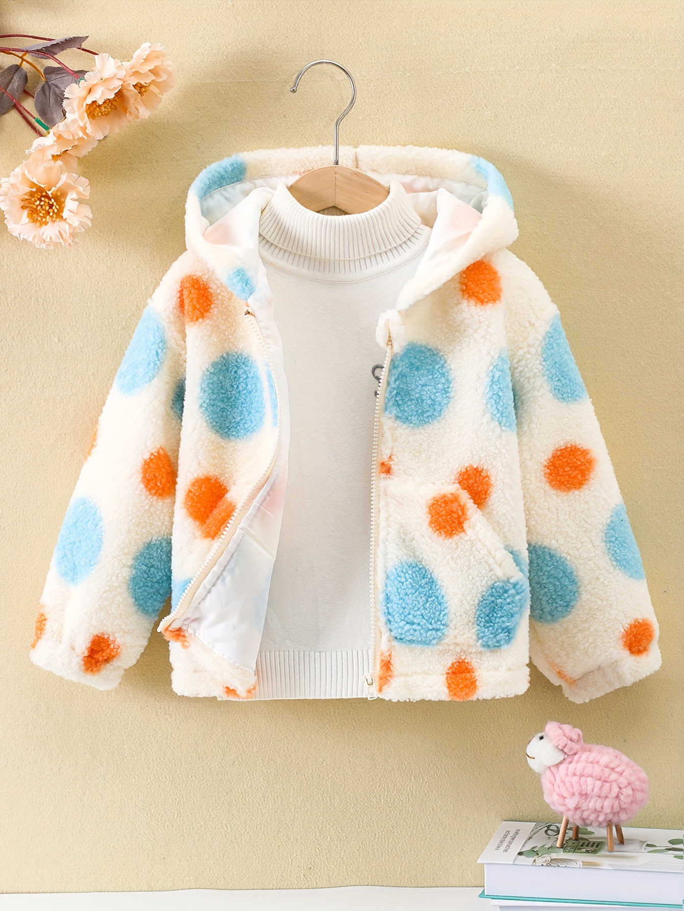 Girls Ditsy Floral Long Hooded Fleece Jacket Children's - Temu