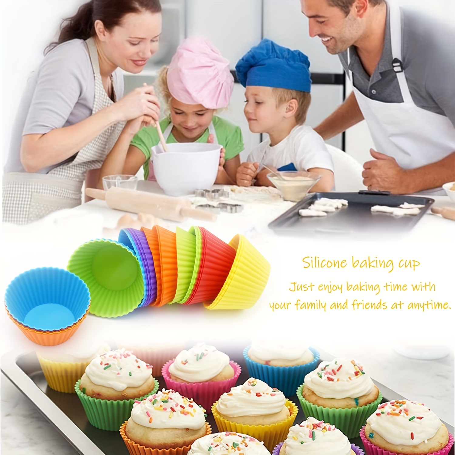 Jumbo Reusable Silicone Cupcake Baking Cups / Muffin Molds, Pack