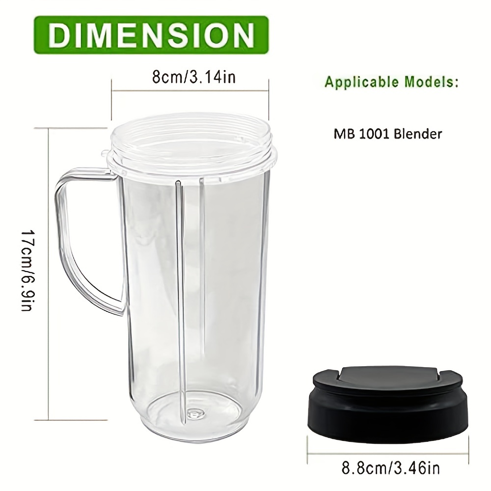 3 Pack 22 oz Tall Cup with Flip Top To-Go Lids Replacement Part for Magic Bullet 250W MB1001 Blenders