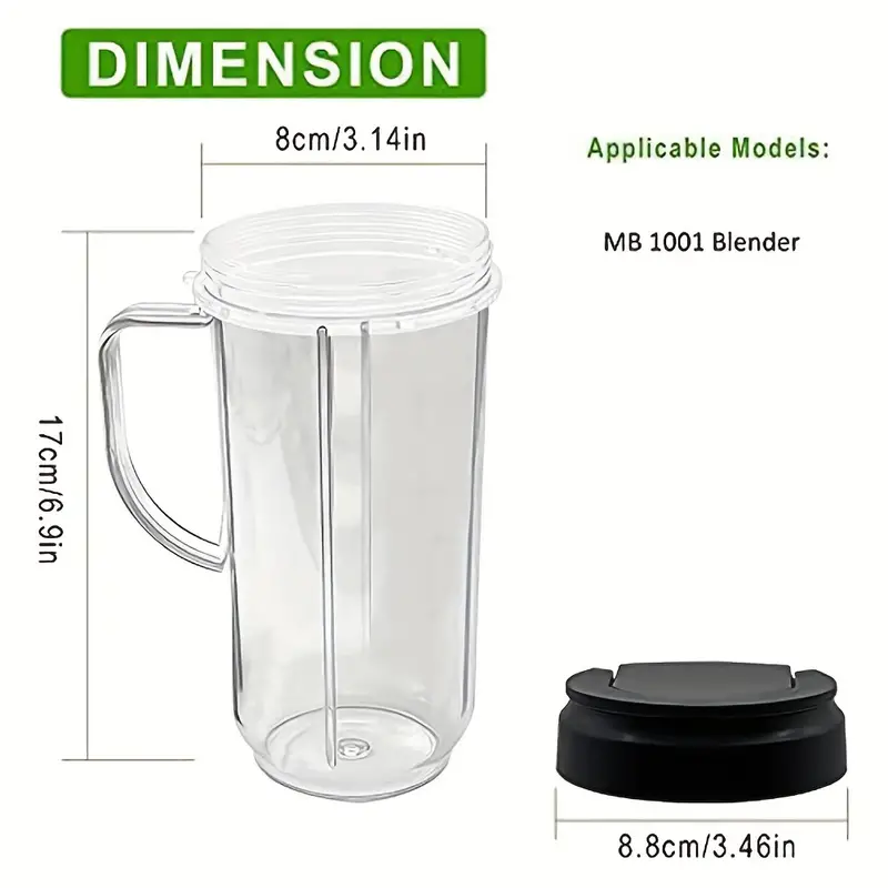 3 Pack 22 oz Tall Cup with Flip Top To-Go Lids Replacement Part Compatible  with Magic Bullet 250W MB1001 Blenders 