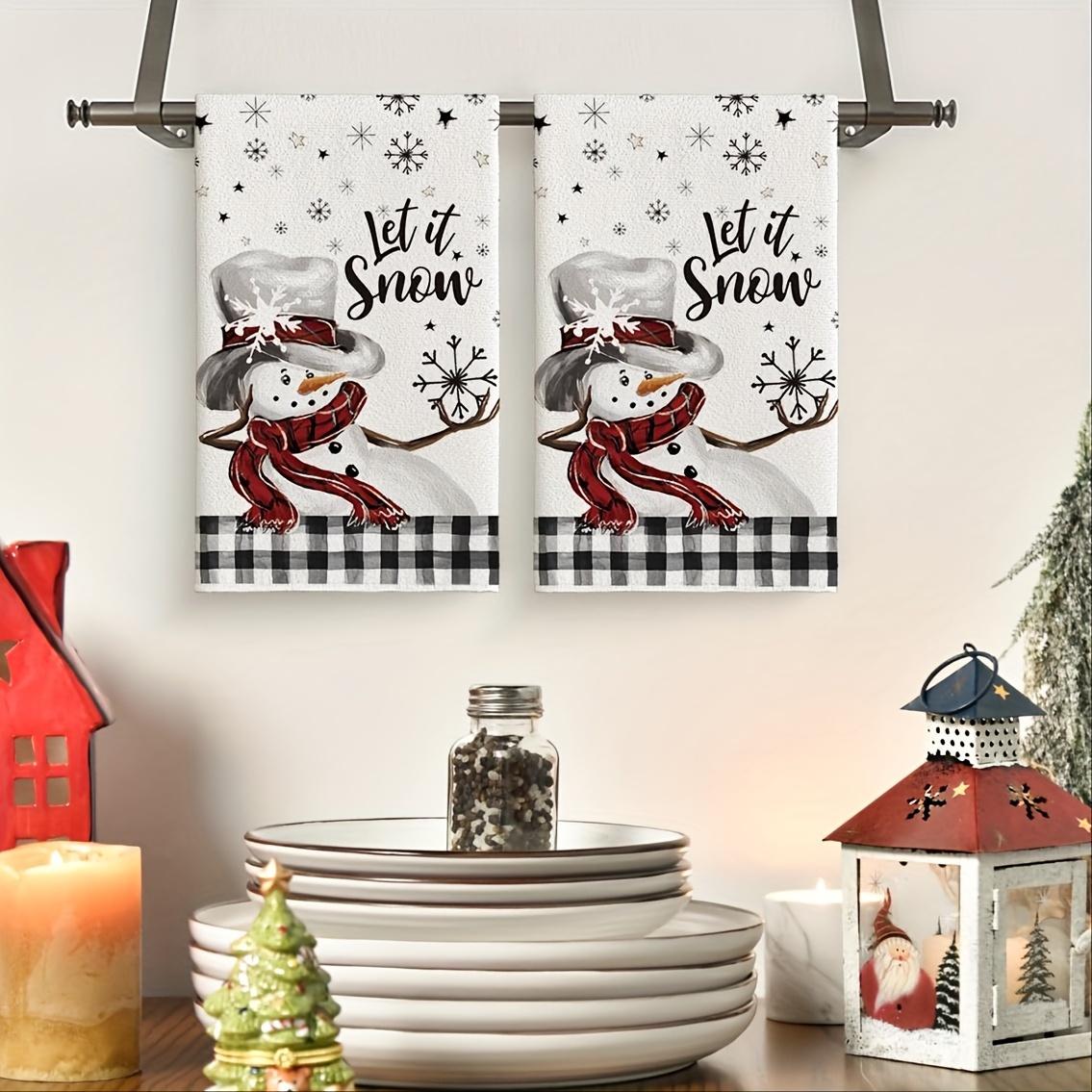 Kitchen Towel Soft Do the Dishes Merry Christmas Snowman Dish