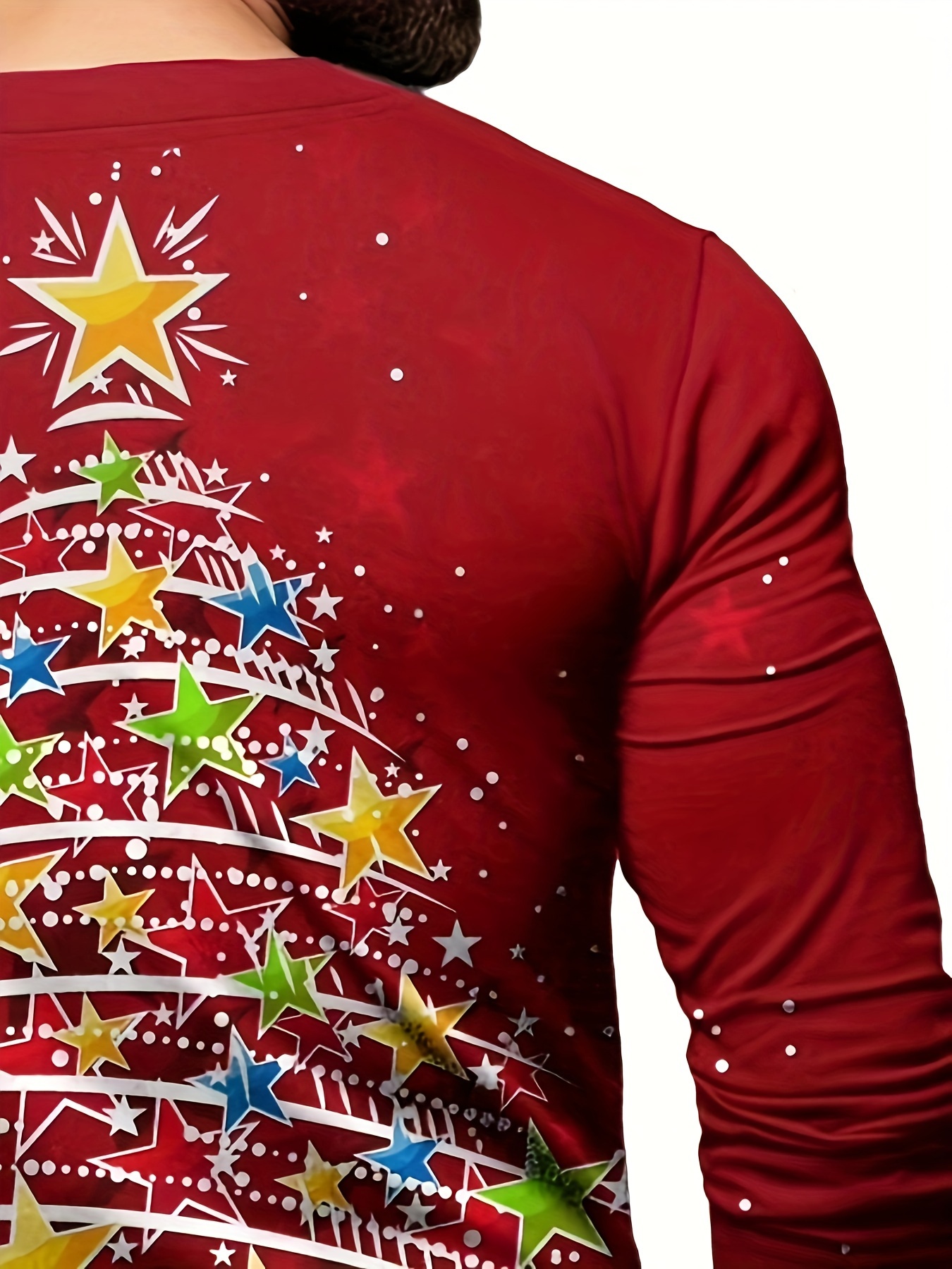 Impresión Hombre Navidad Camiseta Manga Larga Cuello Redondo - Temu Chile