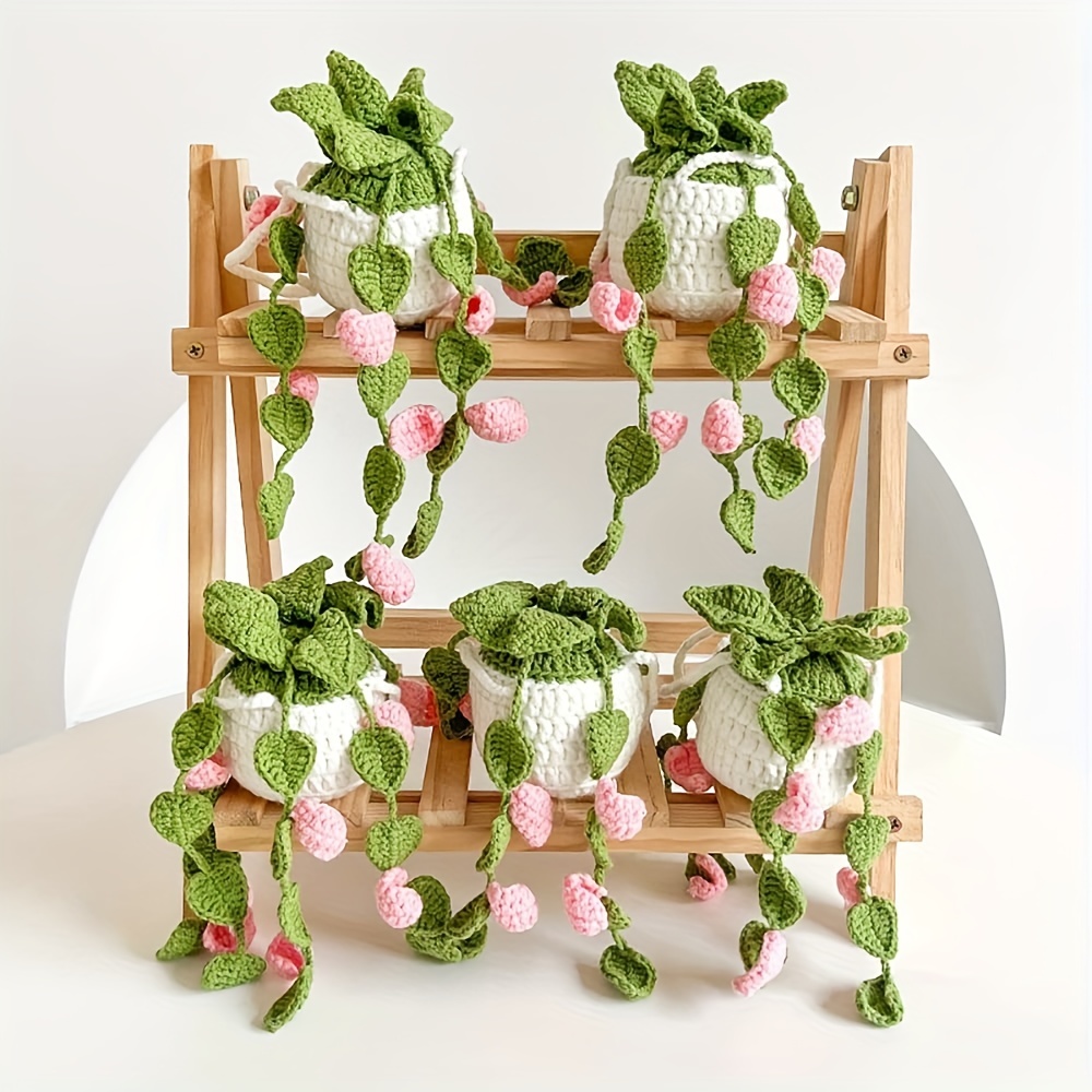 Crochet Plant Car Mirror Hanging Accessories Bohemian - Temu