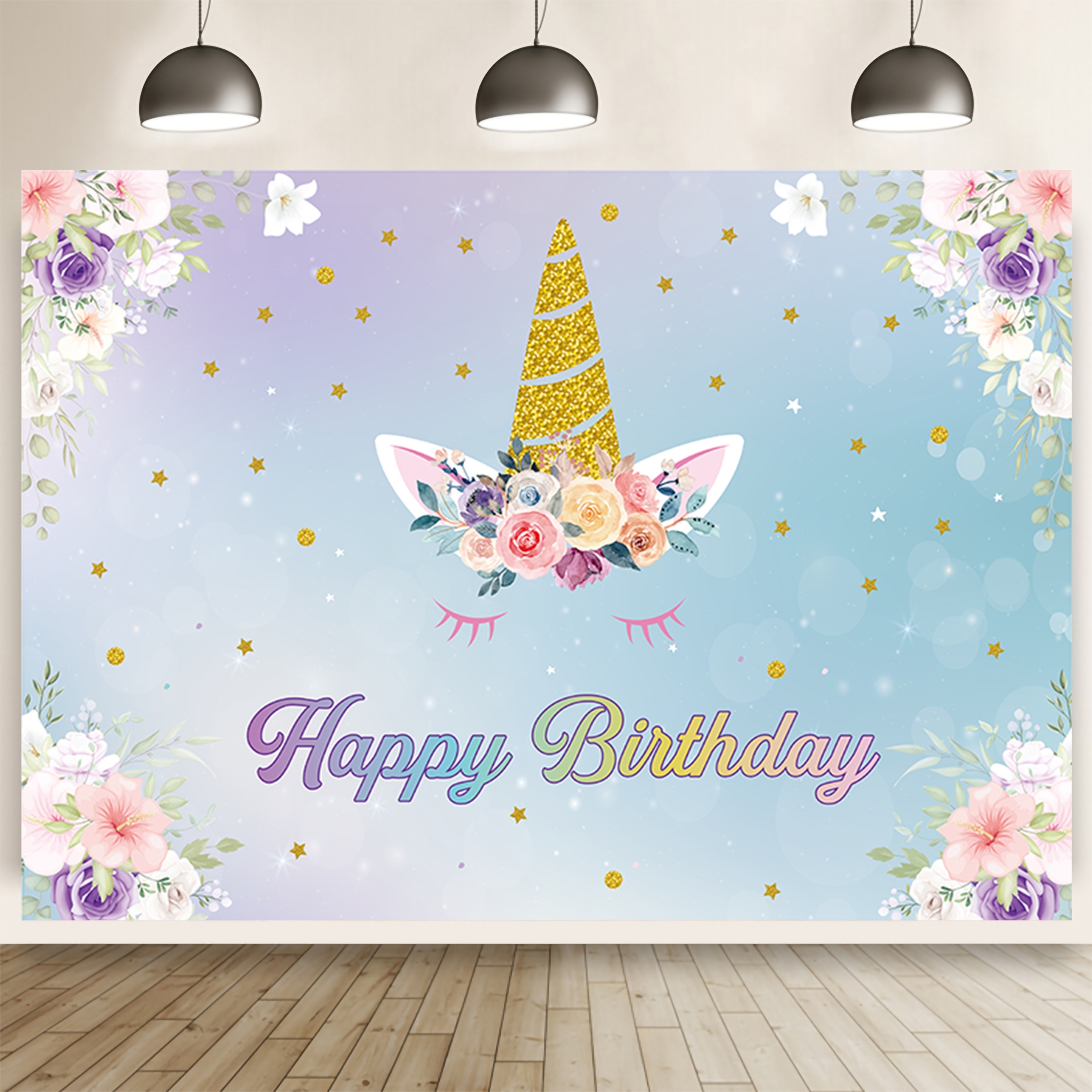 Rainbow Unicorn Backdrop Happy Birthday Party Decorations Banner for Girls  5x3ft