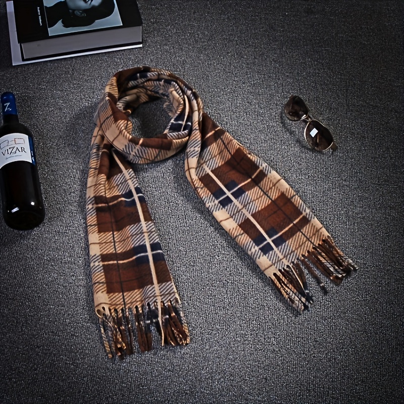 1pc Wool Scarf Winter Plaid Warm Big Red Couple Scarf For Men And