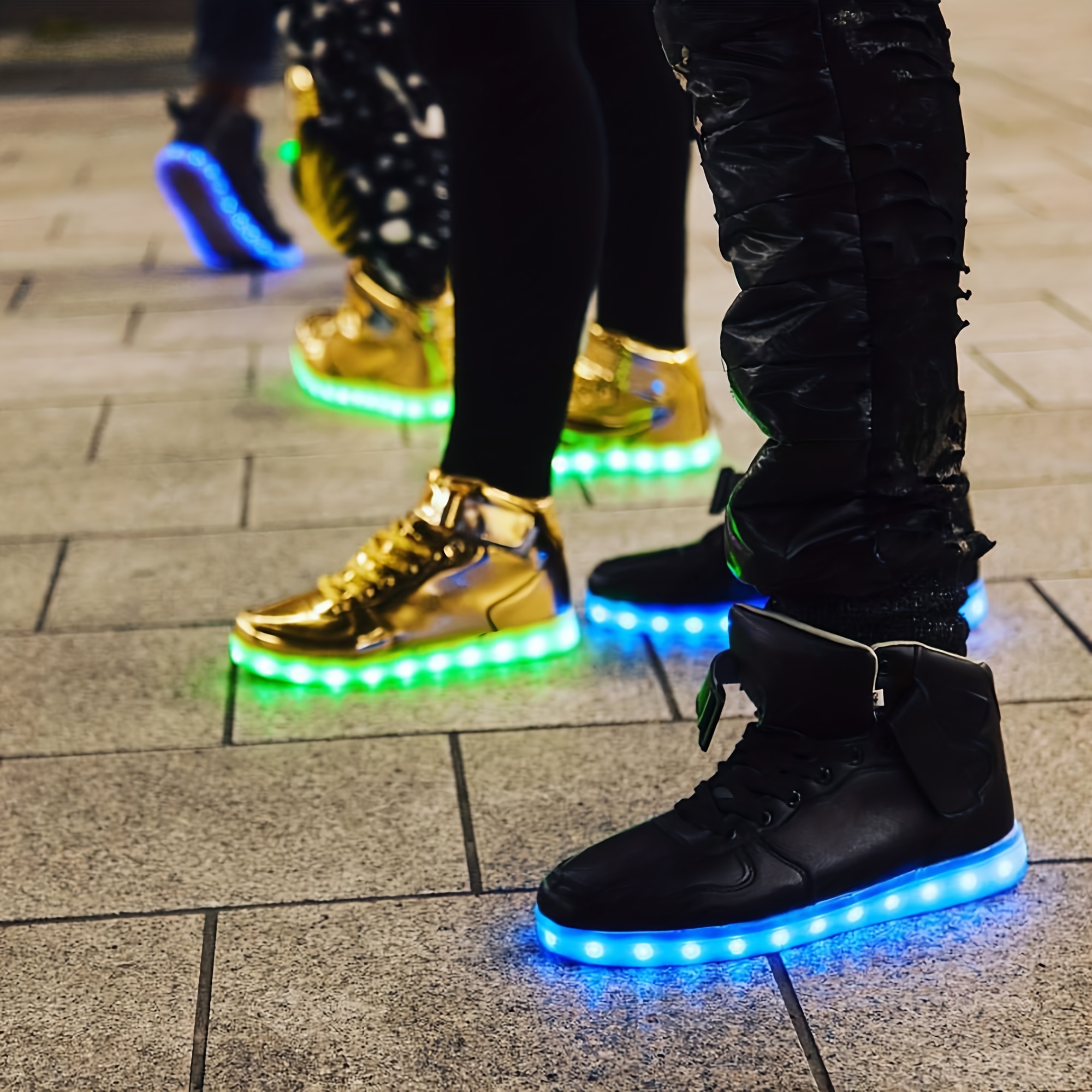 Casual High Top Skateboard Shoes With Usb Charging Light And - Temu