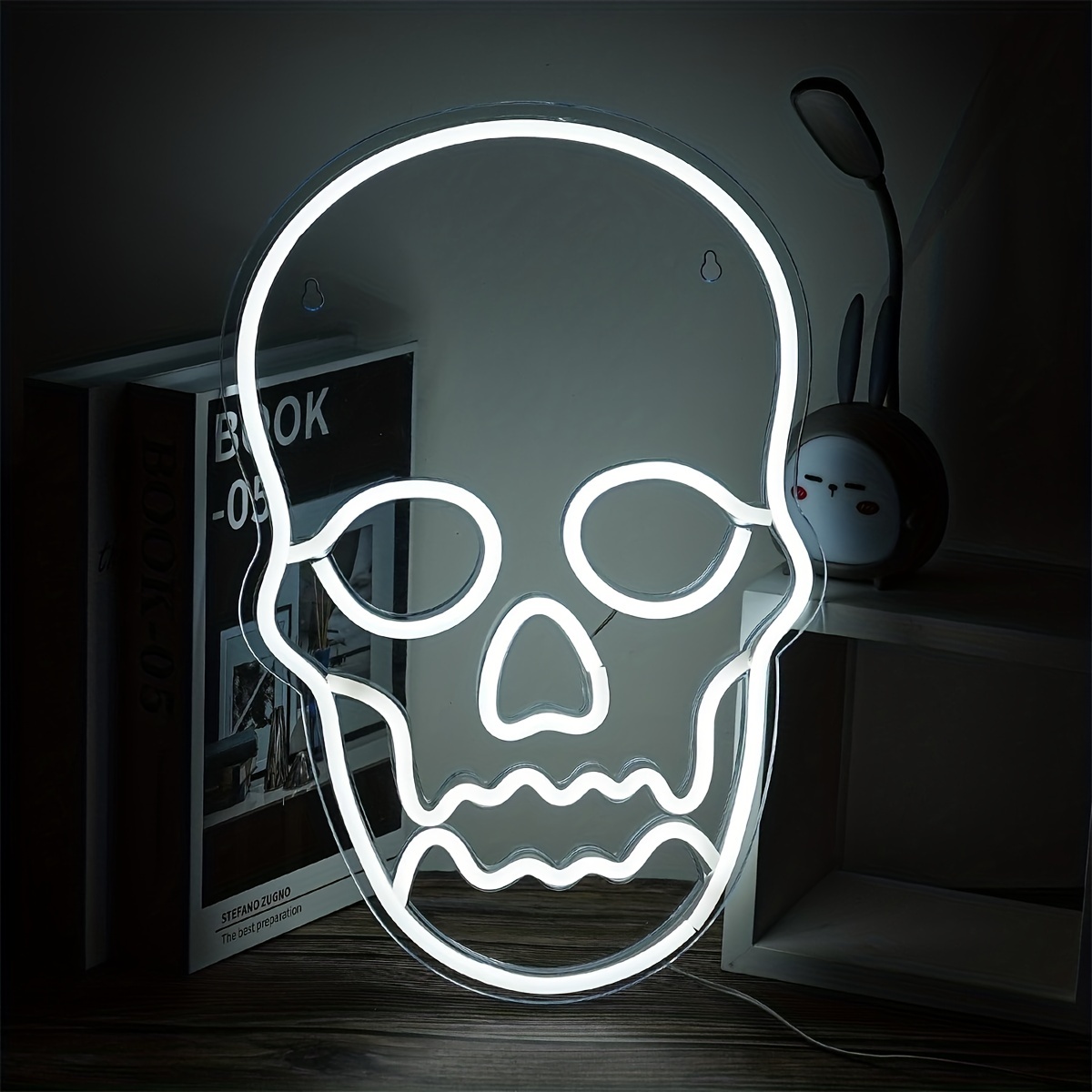 1pc Skull Neon White Skull Decoration, 16.54inch*11.02inch USB Powered,  Cool LED Neon Signs, For Bedroom, Game Room, Men's Private Space, Parties,  Mul