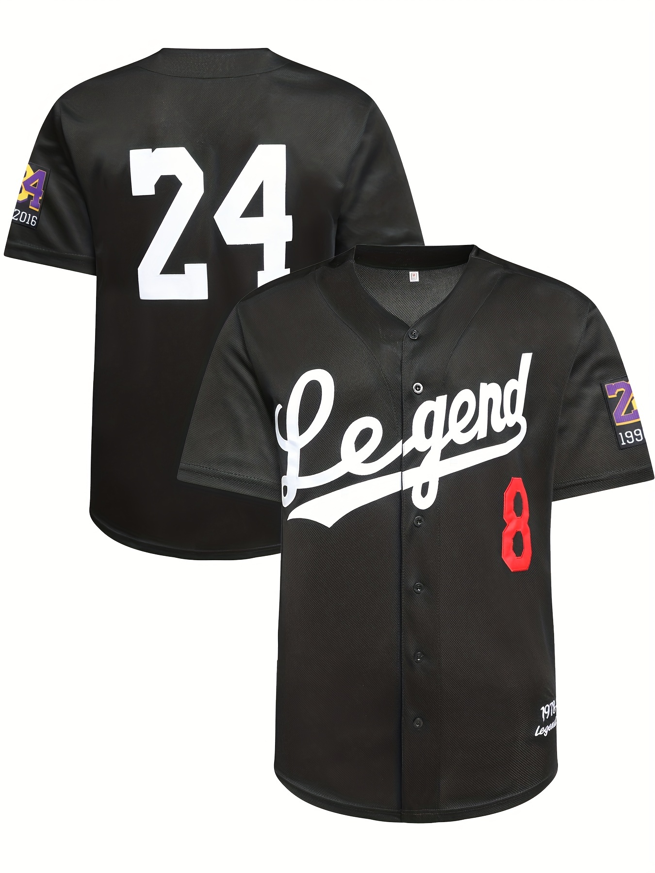 Camiseta Béisbol Hombre # 8 24 Black Legend Camiseta Béisbol - Temu Chile