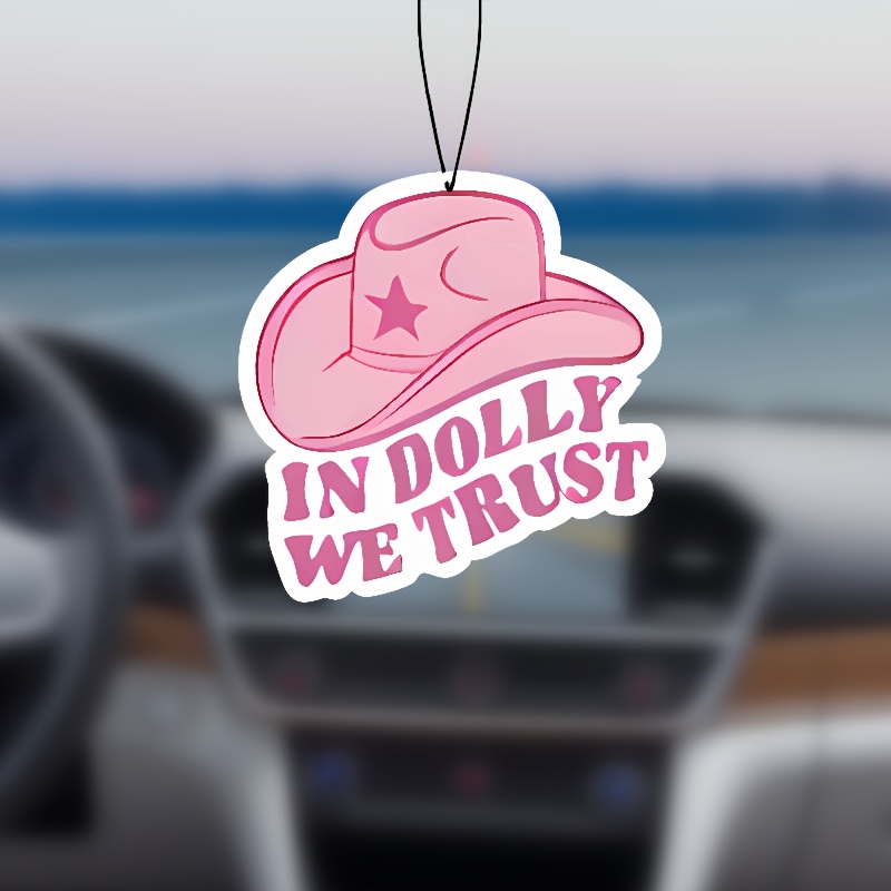 

1pc We Trust Cowboy Hat Design Car Air Freshener - Car Rearview Mirror Hanging Aromatherapy Tablet - Car Air Freshener For Men And Women