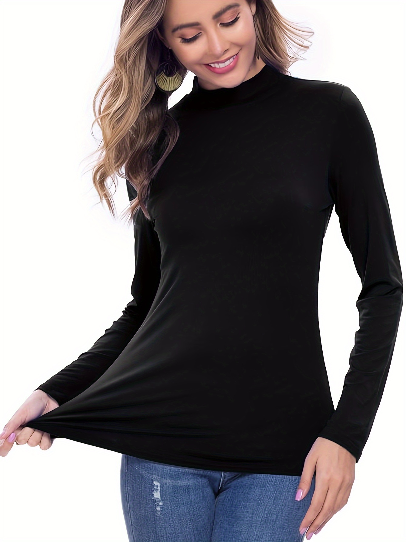 Mock Neck Thermal Underwear Soft Comfortable Long Sleeve - Temu