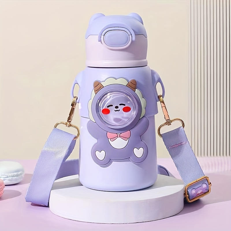 Cartoon Astronaut Vacuum Flask With Straw Stainless Steel - Temu