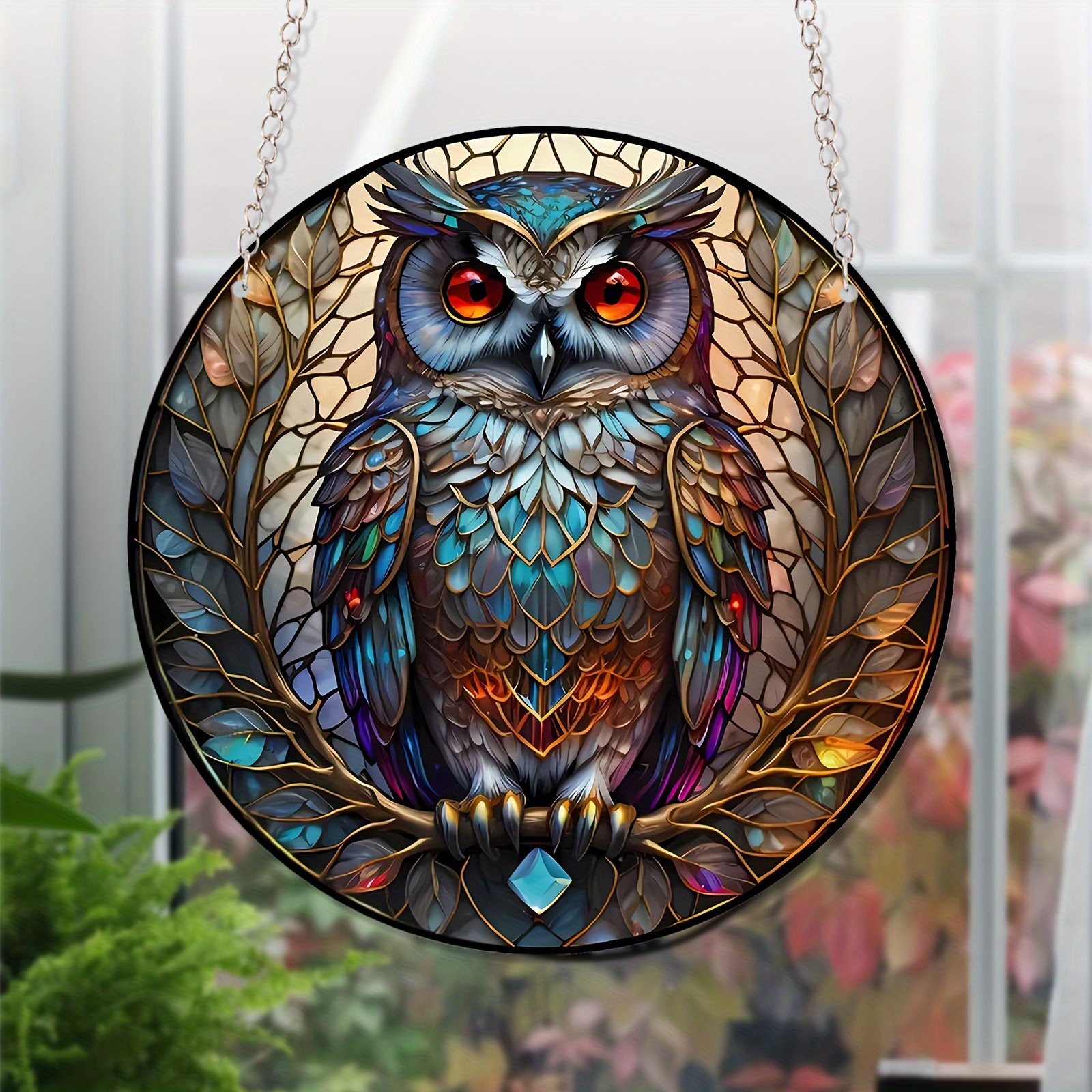 Owl Stained Window Hanging Suncatcher Bird Suncatcher For - Temu