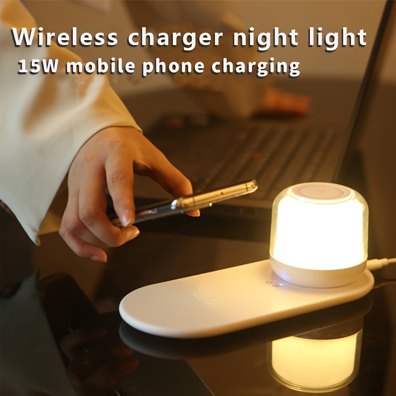 Small Night Light Wireless Charger 2 in 1 Desktop Decoration Charging Gift  Box Atmosphere Light Table Light Wireless Charger