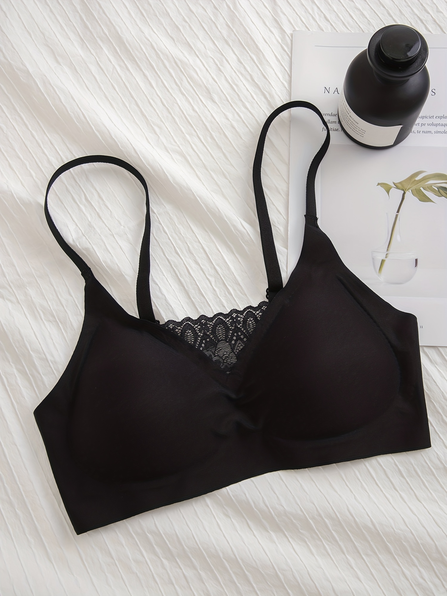 Contrast Lace Wireless Bras Comfy Breathable Intimates Tank - Temu