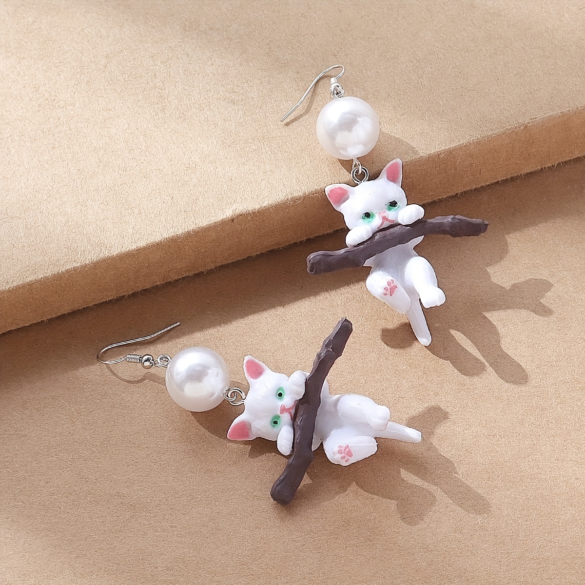 Cute 3d Animal Cat Drop Dangle Earrings For - Temu