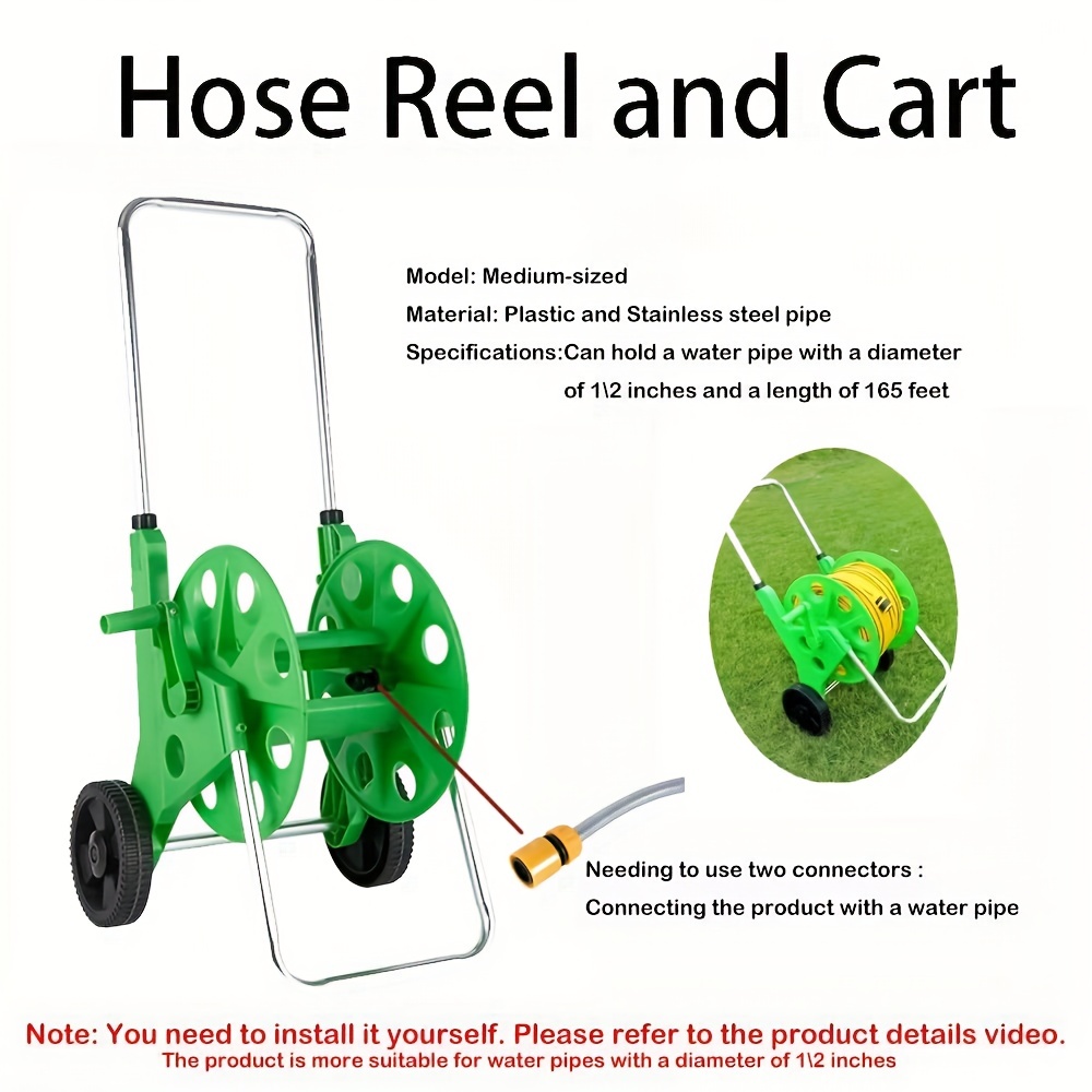 1 Pack, New Product 472.44inch Water Hose Reel & Cart Portable Hose Truck,  Water Pipe Rack, Truck, Car Wash, Garden Irrigation, Hose Rack, Water Pipe