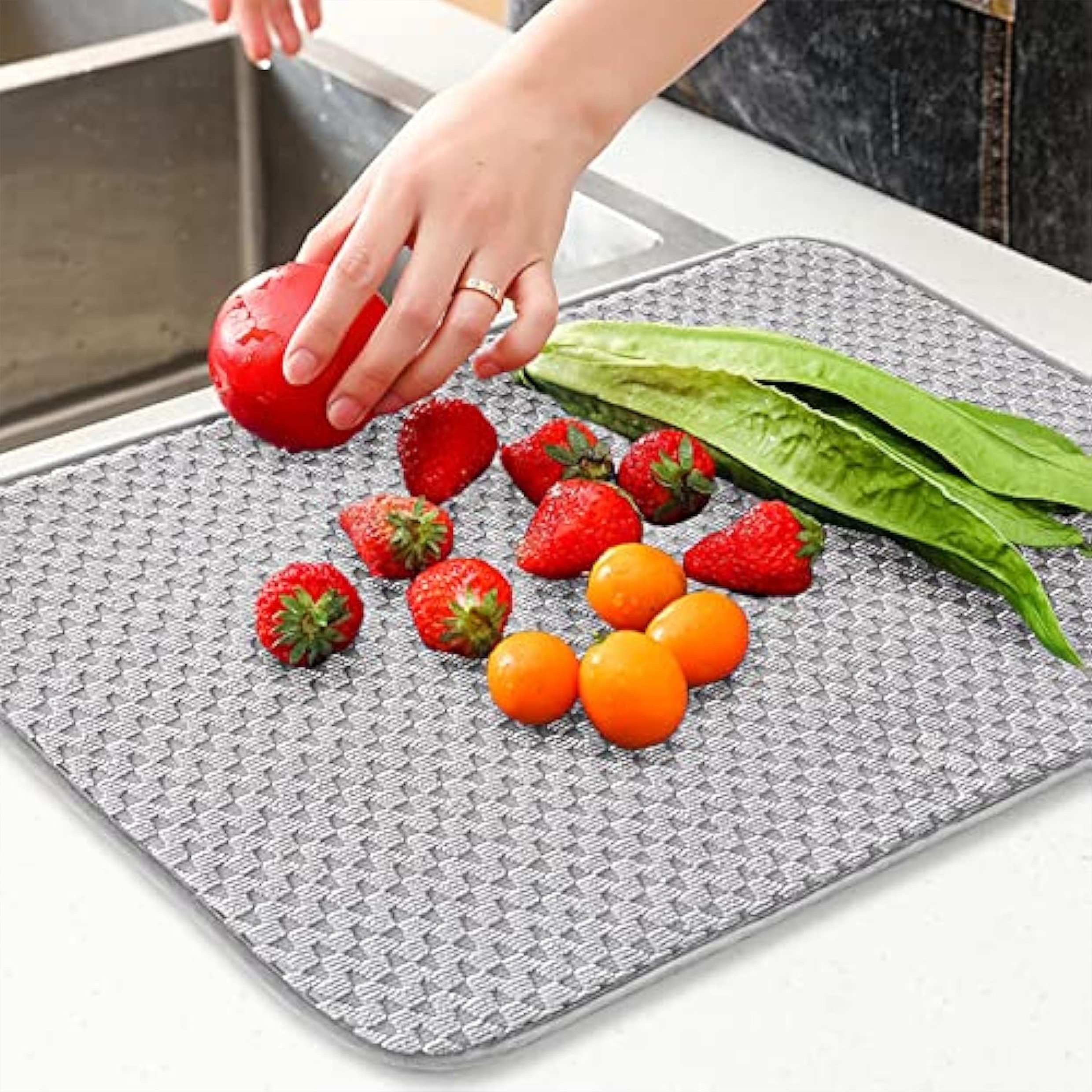 DK177 Dish Drying Mat for Kitchen Counter, Super Absorbent Dish
