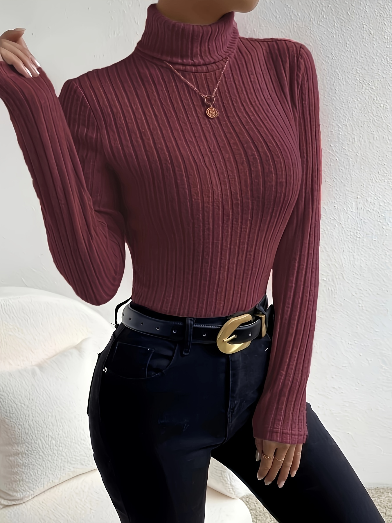 Burgundy on sale turtleneck top