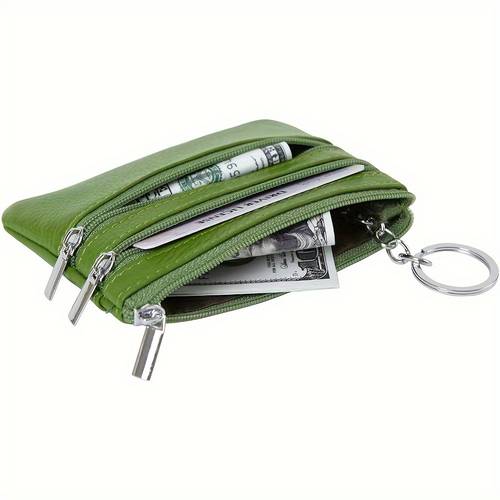 1pc mens genuine leather coin purse mini pouch top layer cowhide wallet with chain