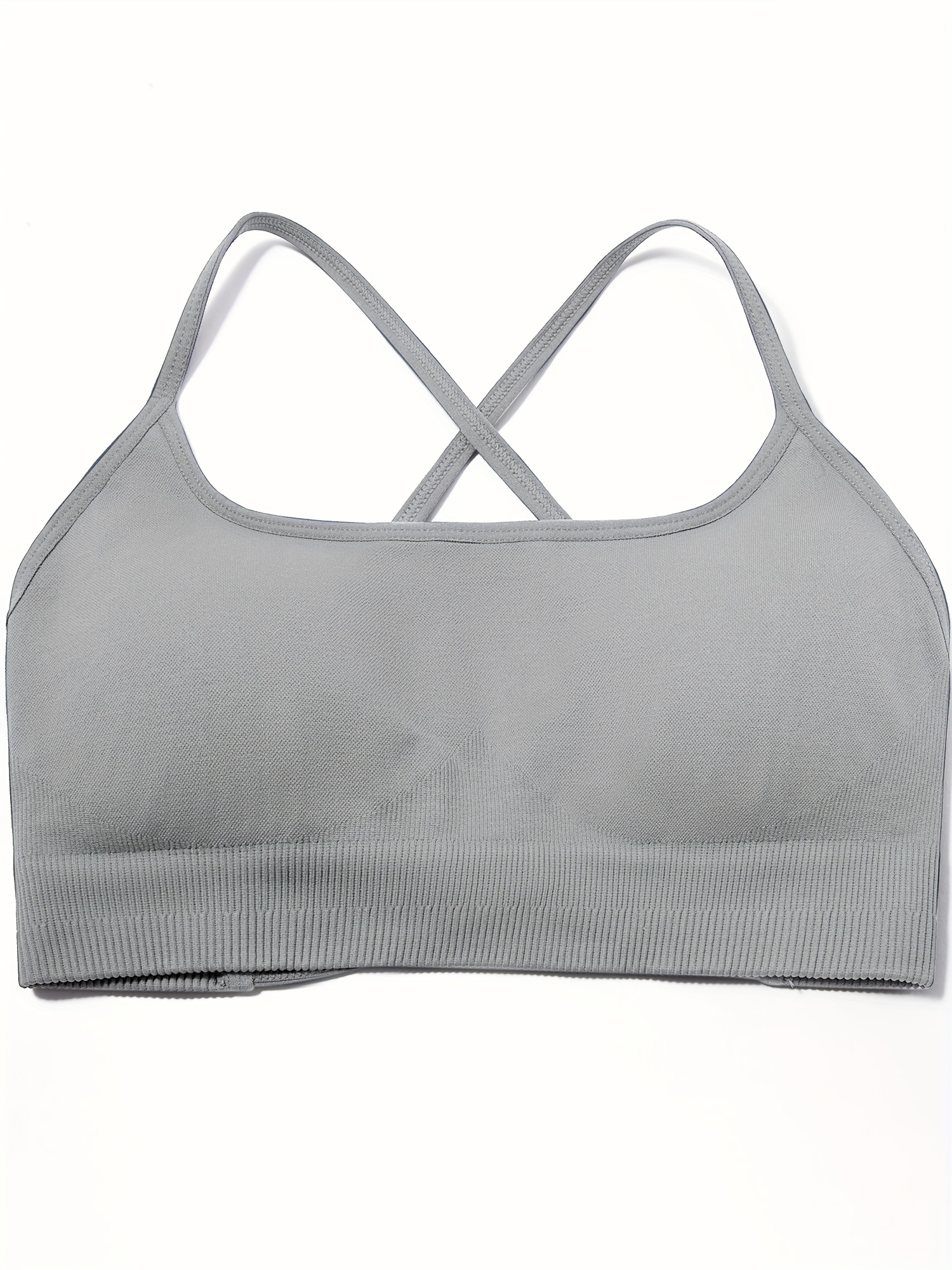 Plain Zip Front Sporty Bra Scroop Neck Criss Cross Straps - Temu