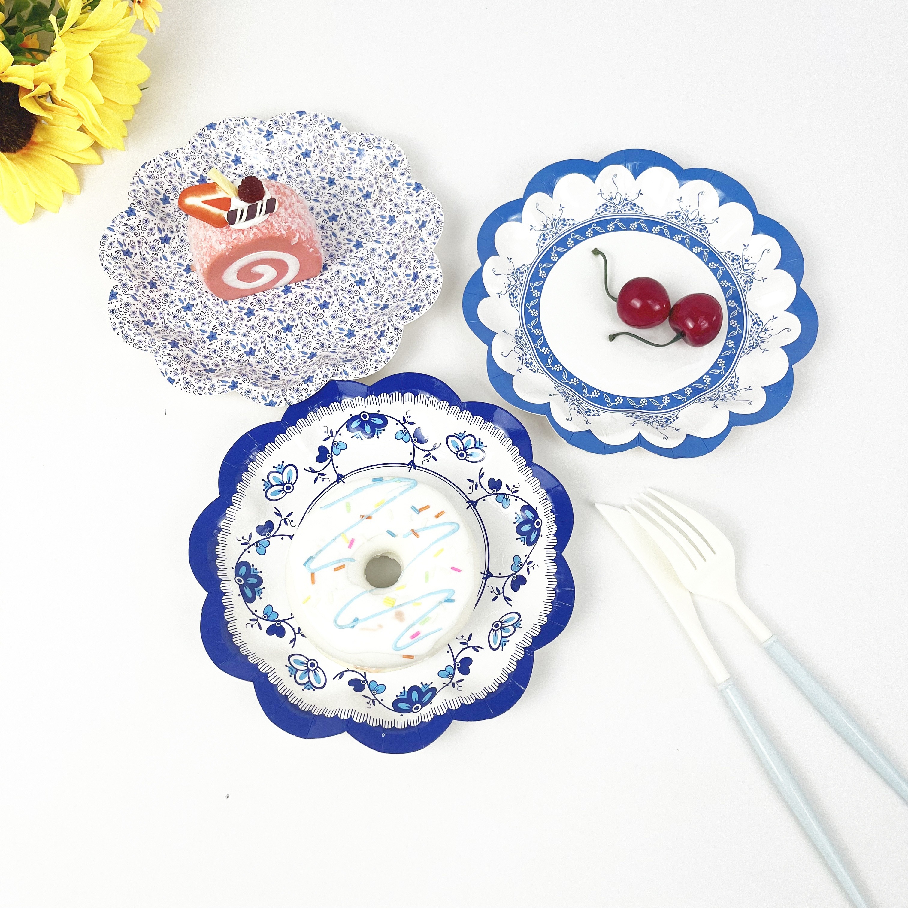 Chinese Style Blue And White Porcelain Paper Plate - Temu